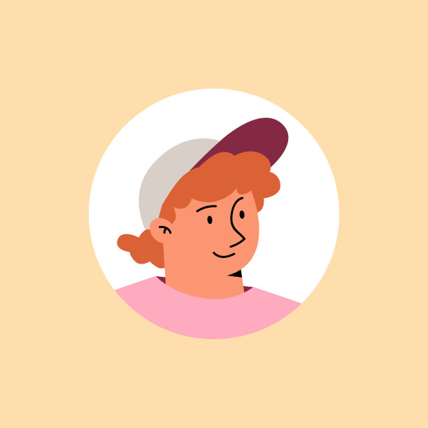 年轻人或家伙在帽子化身卡通平面矢量插图孤立。图片下载