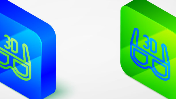 等距线3d电影眼镜图标孤立图片下载