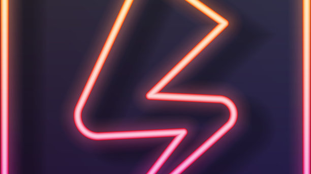 发光的霓虹灯线闪电图标孤立上图片下载