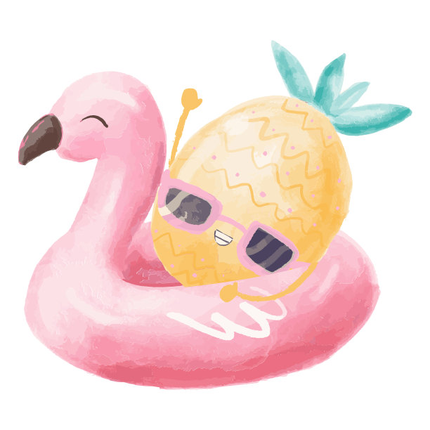 菠萝夏天浮水彩优质图片下载