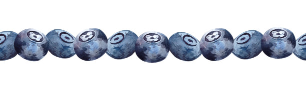 水彩无缝边界与蓝莓，孤立的元素在白色背景图片下载