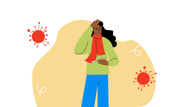 一个生病的女孩。病、流感。升高温度图片下载