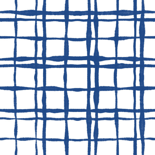 插画无缝图案绘制蓝色方形格子重复图案与粗糙的腮红，在白色背景马德拉斯棉时装面料纺织品，墙纸包装纸图片下载