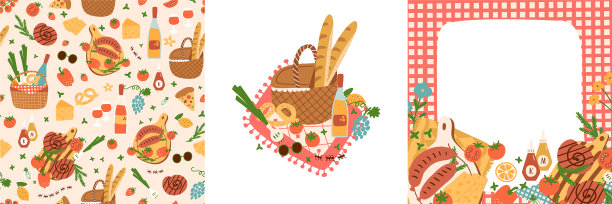 野餐派对横幅设置夏季野餐派对图片下载