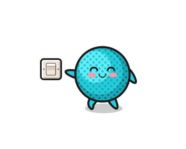 卡通尖球正在关灯图片下载