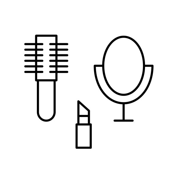 矢量女性个人配件图标..每股收益10。化妆品和化妆工具……女性饰品。孤立在白色的……梳子，口红，镜子标志..插图任何目的开发，应用程序，网页，ui。图片下载