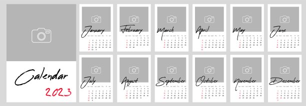 日历2023年。一周从周日开始。向量压延机图片下载