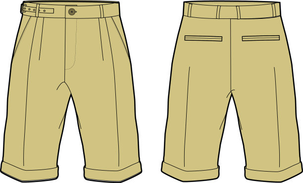 Chino西装短裤设计平面草图图片下载