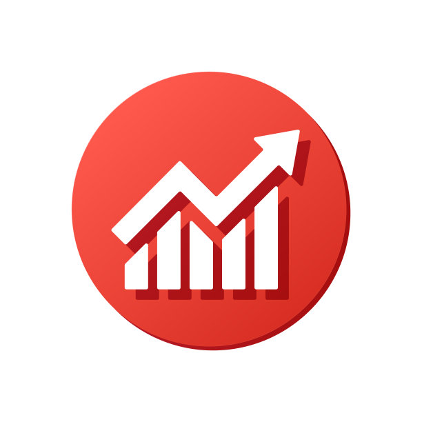 智能手机分析，手机成瘾统计，红色圆形图标，图表与箭头向上，增加，矢量插图图片下载