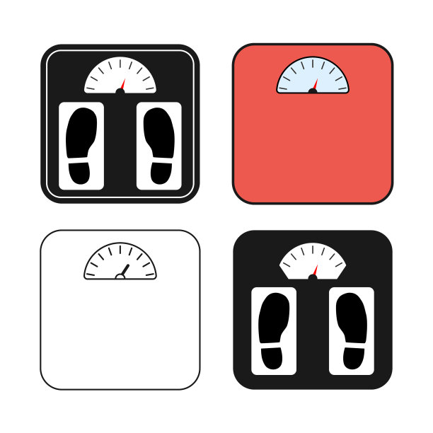 体重秤图标套装健康饮食身体标志图片下载