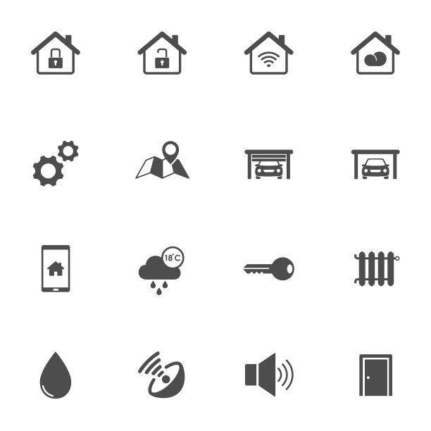 智能家居技术剪影图标图片下载