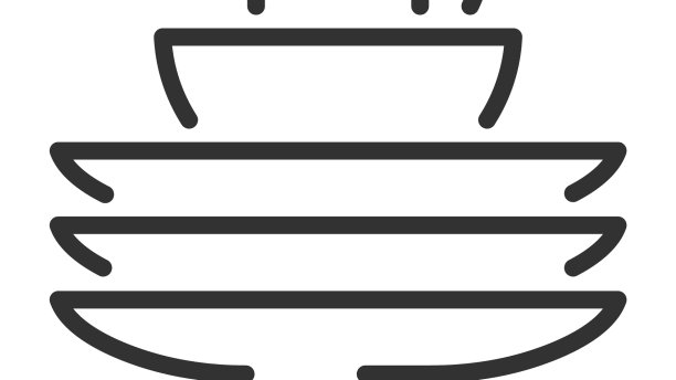 盘子线图标堆叠盘子与杯子标志图片下载