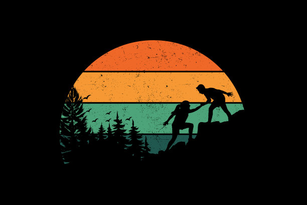 复古的登山探险t恤设计图片下载