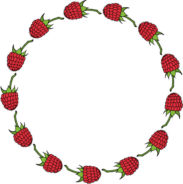 圆形框架与尤特山莓白色图片下载