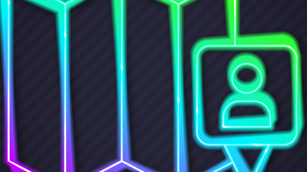 发光的霓虹灯线折叠地图与位置标记图片下载