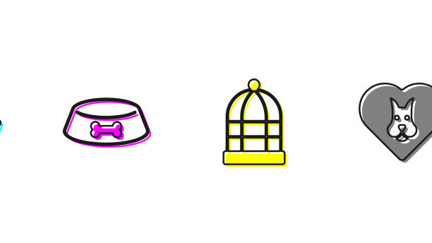 手置有动物足迹的宠物食碗图片下载