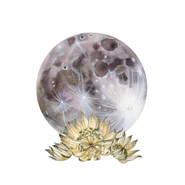 水彩魔法月亮与波西米亚花孤立在白色背景。手绘夜luna灯贴纸或墙纸。嬉皮风格的包装。占星对象在天空。剪纸艺术的速写本图片下载
