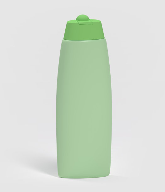 3d渲染，洗发水，头发护理，灰色背景上的瓶绿色图片下载