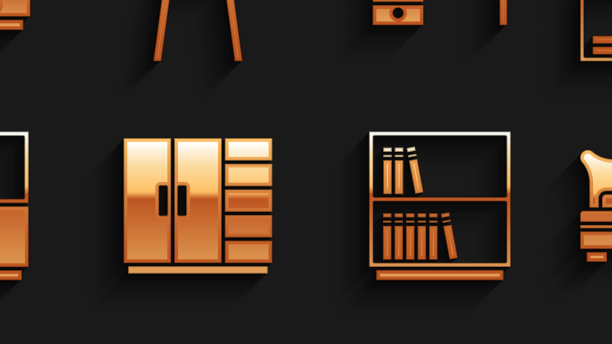 置衣柜书架与书籍大床图书馆图片下载