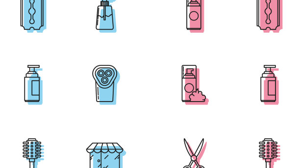 定线剪发理发师理发刷剃须图片下载