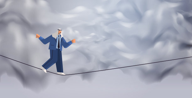 阿拉伯商人走在平衡的紧绳子上图片下载