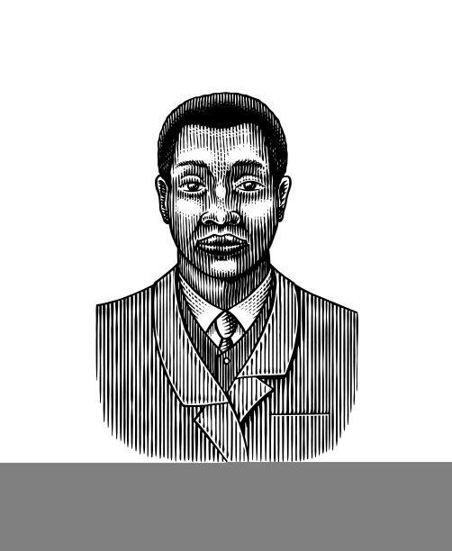 优雅的男人。男性的脸。黑人的美国绅士。维多利亚时代。时尚和衣服。商人在西装。手绘老草图。古典雕刻插图。图片下载