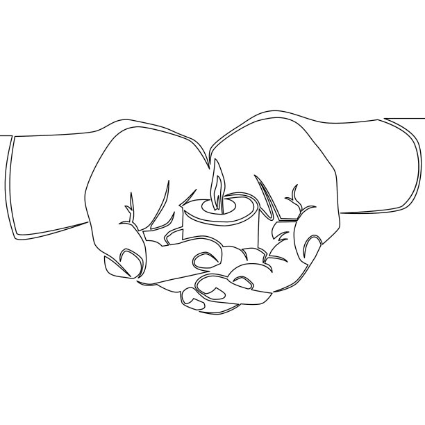 连续线手持记忆蜡烛概念图片下载