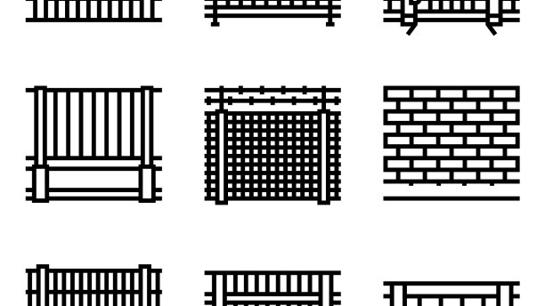 栅栏和大门外部安全图标设置图片下载