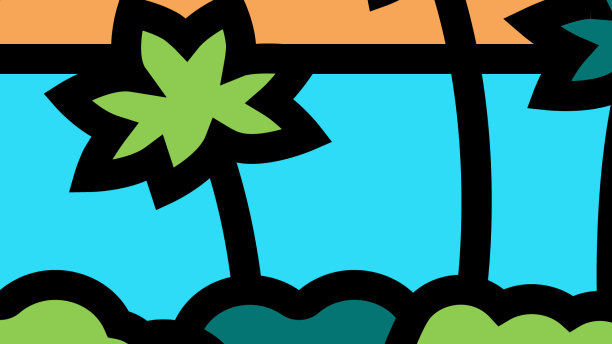 绿洲在非洲沙漠的颜色图标图片下载