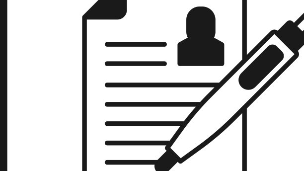 黑色简历图标孤立的白色背景简历图片下载