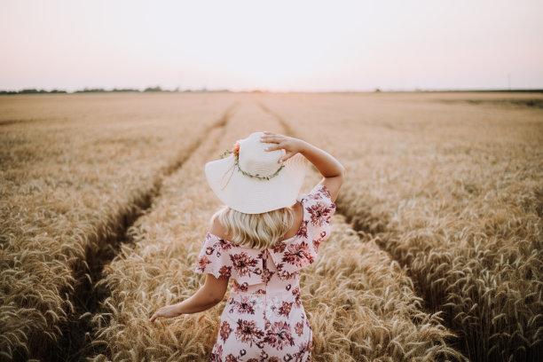 麦田里的年轻女子图片下载
