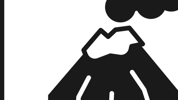 黑色火山图标孤立在白色背景图片下载