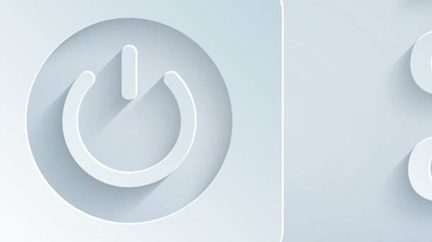 剪纸电源按钮图标孤立在灰色上图片下载