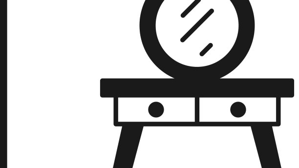 黑色梳妆台图标孤立在白色上图片下载