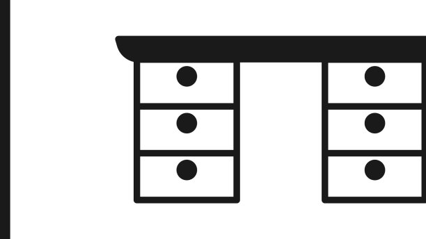 黑色办公桌图标孤立在白色图片下载