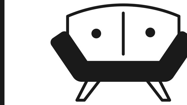 黑色沙发图标孤立在白色背景图片下载