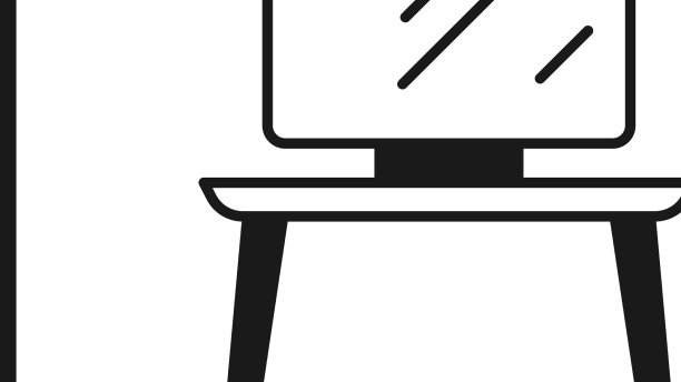 黑色电视台面图标孤立在白色上图片下载