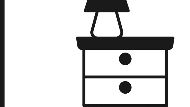 黑色家具床头柜与台灯图标隔离图片下载