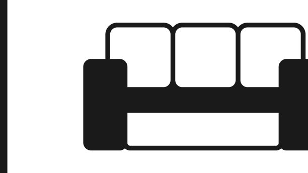 黑色沙发图标孤立在白色背景图片下载