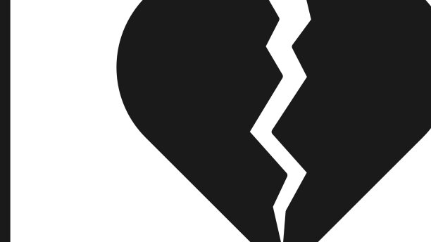 黑色破碎的心或离婚图标孤立上图片下载