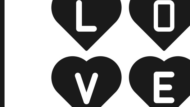 黑色爱情文字图标孤立在白色背景图片下载