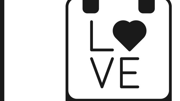 黑色日历与2月14日图标孤立上图片下载