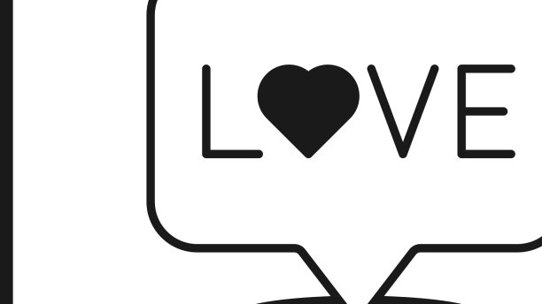 黑色爱情文字图标孤立在白色背景图片下载