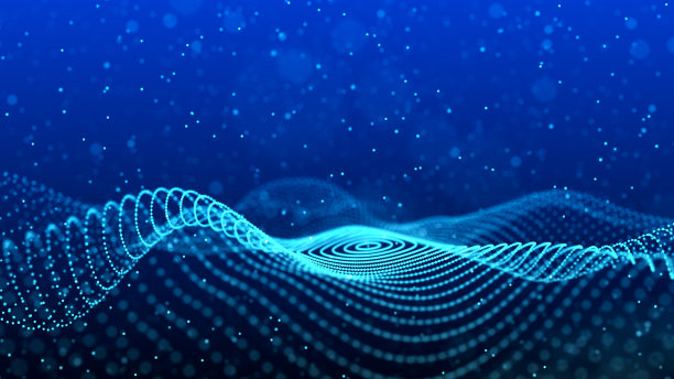 蜘蛛网的抽象背景。粒子的动态波。大数据。3 d渲染。图片下载