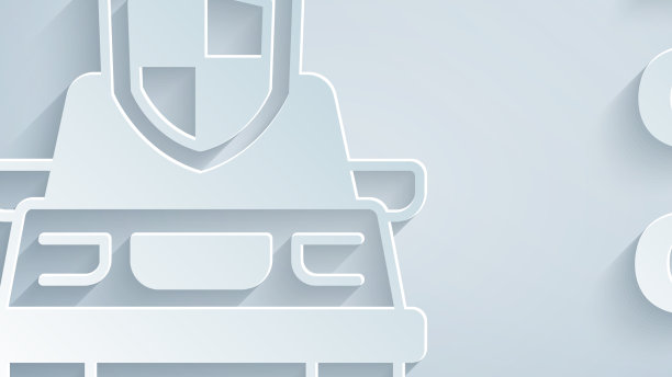 剪纸汽车保险图标孤立的灰色图片下载