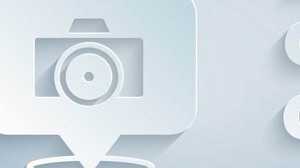 剪纸相机图标孤立在灰色上图片下载