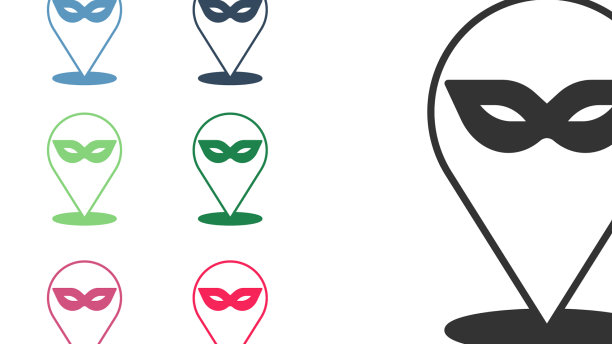 黑色嘉年华面具图标孤立在白色图片下载