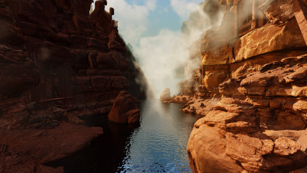 峡谷中的抽象洞穴图片下载