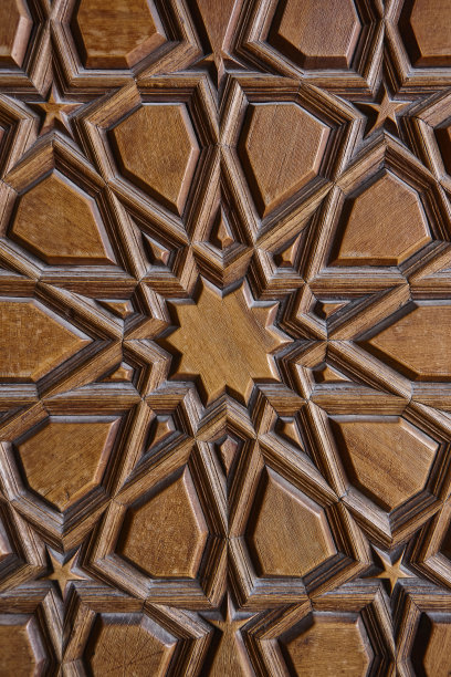 传统的伊斯兰镶嵌几何设计。土耳其装饰木工图片下载