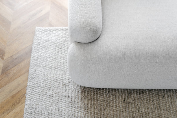 客厅里有柔软的灰色沙发和地毯图片下载